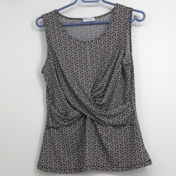 Kenar black white pink abstract tank top with flattering cross  cross in front M - Picture 15 of 15